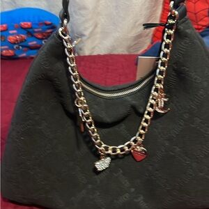 Black Handbag with Chain Accents